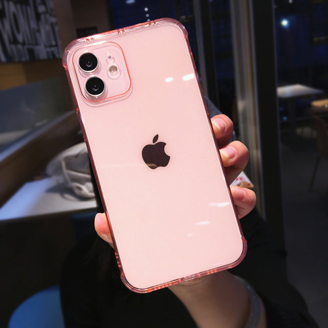 Candy Color Transparent Silicone Case For iPhone 12 11 13 Pro Max 7 8 Plus X XR XS Max 7 SE 2020 Fashion Camera Protection Shell - CARYMEN